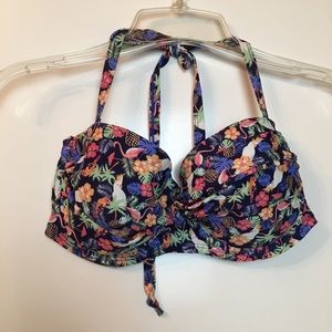 Kelly Brook Bikini Top Tropical Halter Top US 34C UK 34DD